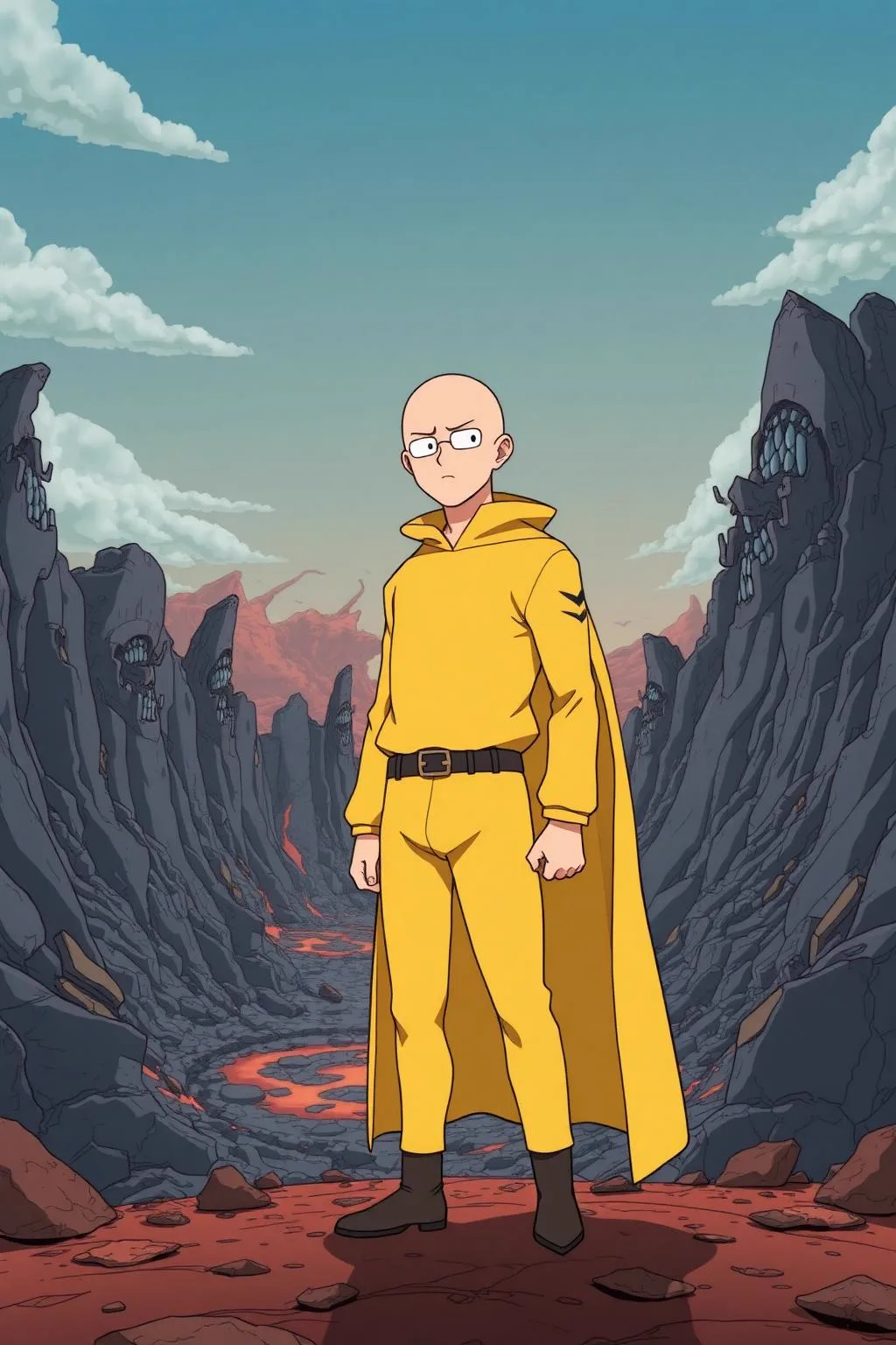 Original AnimeVerse poster illustration representing One-Punch Man